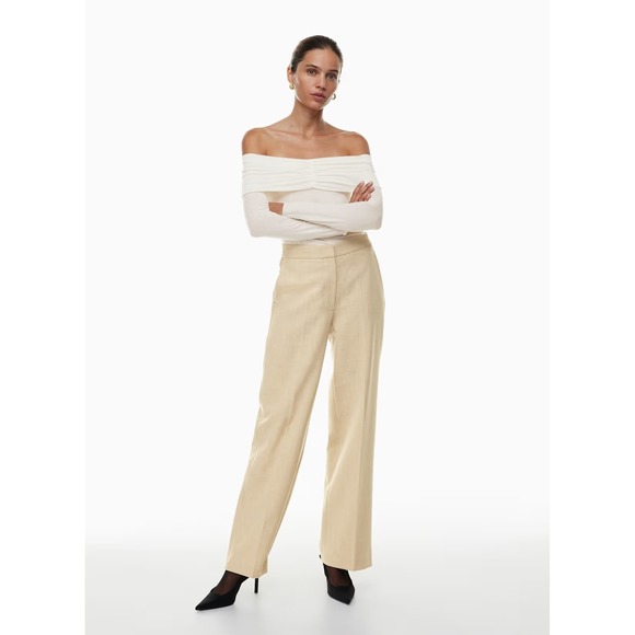 Wilfred Pants - Wilfred Alanya Pant Stretch Suiting High-rise Wide-leg Pant-Heather Oat Beige-12
